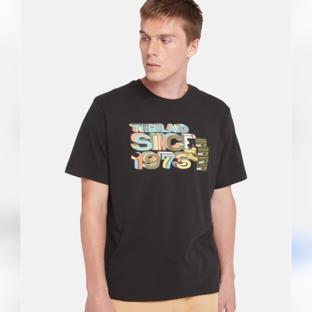 Timberland Cotton T Shirt '73 Short Sleeve Black Unisex Mens M Or Women's L/XL